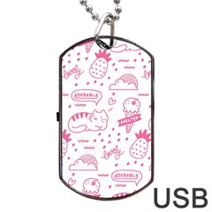 Cute Girly Seamless Pattern Dog Tag Usb Flash (two Sides) by Grandong