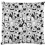 Seamless Pattern With Black White Doodle Dogs Standard Premium Plush Fleece Cushion Case (Two Sides) Front