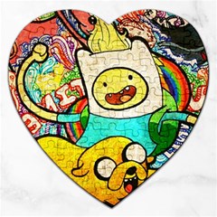 Painting Illustration Adventure Time Psychedelic Art Jigsaw Puzzle (heart) by Sarkoni