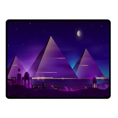 Egyptian Pyramids Night Landscape Cartoon Two Sides Fleece Blanket (small) by Bedest