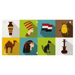 Egypt Travel Items Icons Set Flat Style Banner And Sign 6  X 3  by Bedest