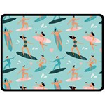 Beach Surfing Surfers With Surfboards Surfer Rides Wave Summer Outdoors Surfboards Seamless Pattern Fleece Blanket (Large) 80 x60  Blanket Front