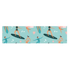 Beach Surfing Surfers With Surfboards Surfer Rides Wave Summer Outdoors Surfboards Seamless Pattern Oblong Satin Scarf (16  X 60 ) by Bedest