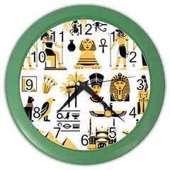 Egypt Symbols Decorative Icons Set Color Wall Clock by Bedest