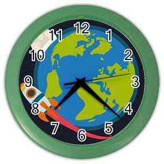 Spaceship Design Color Wall Clock by Bedest