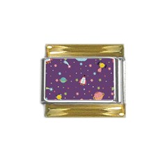 Space Travels Seamless Pattern Vector Cartoon Gold Trim Italian Charm (9mm) by Bedest