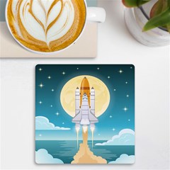 Space Exploration Illustration Uv Print Square Tile Coaster  by Bedest