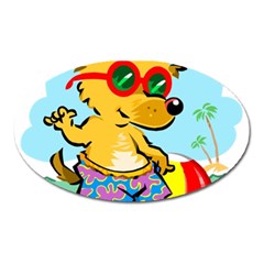 Beach Chihuahua Dog Pet Animal Oval Magnet by Sarkoni