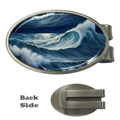 Waves Storm Sea Money Clips (oval)  by Bedest