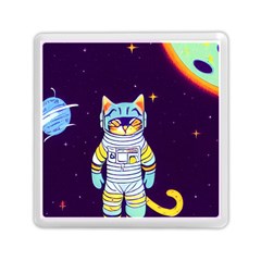 Cat Astronaut Space Retro Universe Memory Card Reader (square) by Bedest