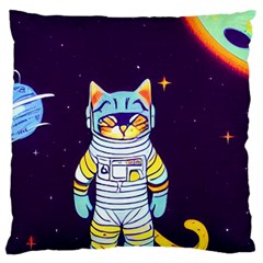 Cat Astronaut Space Retro Universe Large Cushion Case (two Sides) by Bedest