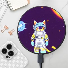 Cat Astronaut Space Retro Universe Wireless Fast Charger(black) by Bedest