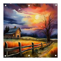 Rural Farm Fence Pathway Sunset Banner And Sign 3  X 3  by Bedest