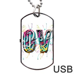 Graffiti Love Dog Tag Usb Flash (one Side) by essentialimage