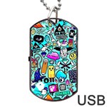 Graffiti Pop Art Crazy Retro Dog Tag USB Flash (One Side) Front