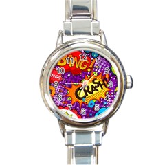 Crash Bang Adventure Time Art Boom Graffiti Round Italian Charm Watch by Bedest