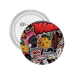 Stickerbomb Crazy Graffiti Graphite Monster 2 25  Buttons by Bedest