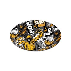 Boom Bang Art Crazy Drawing Graffiti Hello Retro Sayings Yellow Sticker Oval (100 Pack) by Bedest