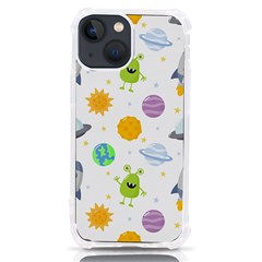 Seamless Pattern Cartoon Space Planets Isolated White Background Iphone 13 Mini Tpu Uv Print Case by Hannah976