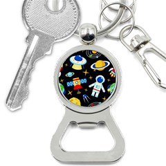 Space Seamless Pattern Cartoon Art Bottle Opener Key Chain by Hannah976