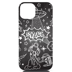 Vector Flat Space Design Background With Text Iphone 14 Black Uv Print Case by Hannah976