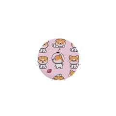 Set Kawaii Smile Japanese Dog Akita Inu Cartoon 1  Mini Buttons by Hannah976