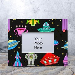 Seamless Pattern With Space Objects Ufo Rockets Aliens Hand Drawn Elements Space White Tabletop Photo Frame 4 x6  by Hannah976