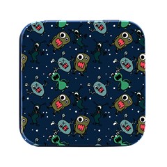 Monster Alien Pattern Seamless Background Square Metal Box (black) by Hannah976