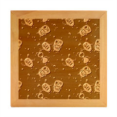 Monster Alien Pattern Seamless Background Wood Photo Frame Cube by Hannah976