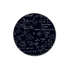 Mathematical Seamless Pattern With Geometric Shapes Formulas Rubber Coaster (round) by Hannah976