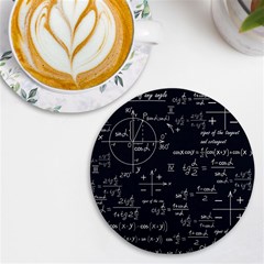 Mathematical Seamless Pattern With Geometric Shapes Formulas Uv Print Round Tile Coaster by Hannah976