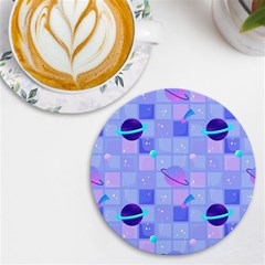 Seamless Pattern Pastel Galaxy Future Uv Print Round Tile Coaster by Hannah976