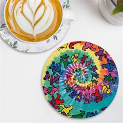 Grateful Dead Bears Tie Dye Vibrant Spiral Uv Print Round Tile Coaster by Bedest