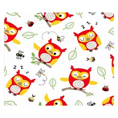 Seamless Pattern Vector Owl Cartoon With Bugs Two Sides Premium Plush Fleece Blanket (small) by Apen