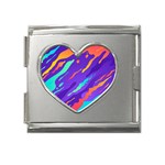 Multicolored Abstract Background Mega Link Heart Italian Charm (18mm) Front