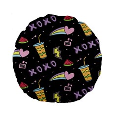 Cute Girl Things Seamless Background Standard 15  Premium Flano Round Cushions by Apen