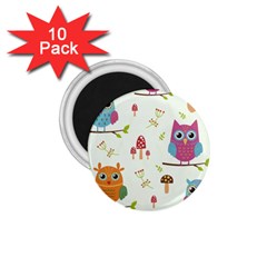 Forest Seamless Pattern With Cute Owls 1 75  Magnets (10 Pack)  by Apen