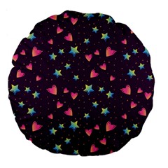 Colorful Stars Hearts Seamless Vector Pattern Large 18  Premium Flano Round Cushions by Apen