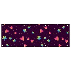 Colorful Stars Hearts Seamless Vector Pattern Banner And Sign 9  X 3  by Apen