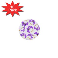 Purple Owl Pattern Background 1  Mini Buttons (10 Pack)  by Apen