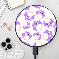 Purple Owl Pattern Background Wireless Fast Charger(black) by Apen