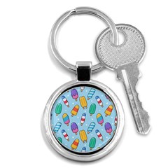 Cute Kawaii Ice Cream Seamless Pattern Key Chain (round) by Apen