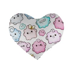 Cute Doodle Cartoon Seamless Pattern Standard 16  Premium Heart Shape Cushions by Apen