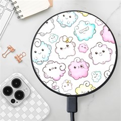 Cute Doodle Cartoon Seamless Pattern Wireless Fast Charger(black) by Apen