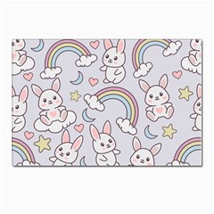 Seamless Pattern With Cute Rabbit Character Postcard 4 x 6  (pkg Of 10) by Apen