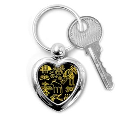 Golden Indian Traditional Signs Symbols Key Chain (heart) by Apen