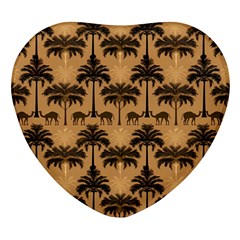 Camel Palm Tree Patern Heart Glass Fridge Magnet (4 Pack) by Jatiart