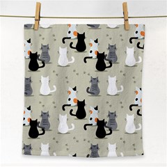 Cute Cat Seamless Pattern Face Towel by Ravend