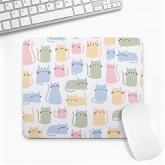 Cute Cat Colorful Cartoon Doodle Seamless Pattern Large Mousepad by Ravend