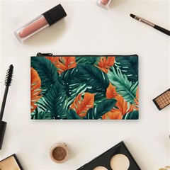 Green Tropical Leaves Cosmetic Bag (small) by Jack14